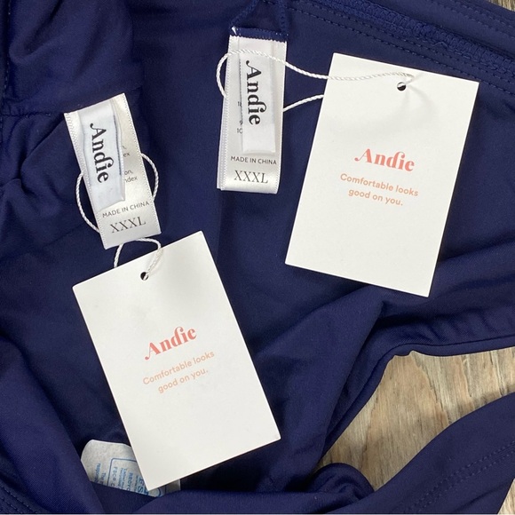 Andie Swim 2 Piece Bikini Swimsuit The Ventura Rib Top & Banded Cheeky Bottom - Picture 5 of 10